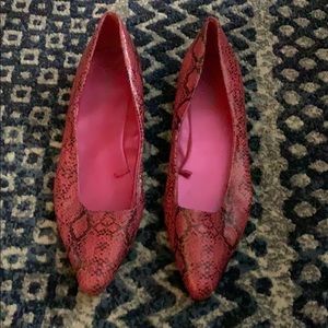 Pink snakeskin flats